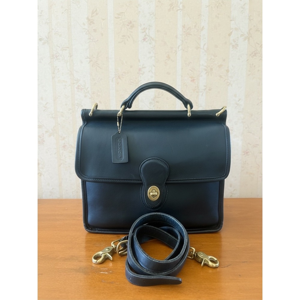 Vintage 1998 Coach Willis 9927 Black Glove Tanned Leather Brass Bag